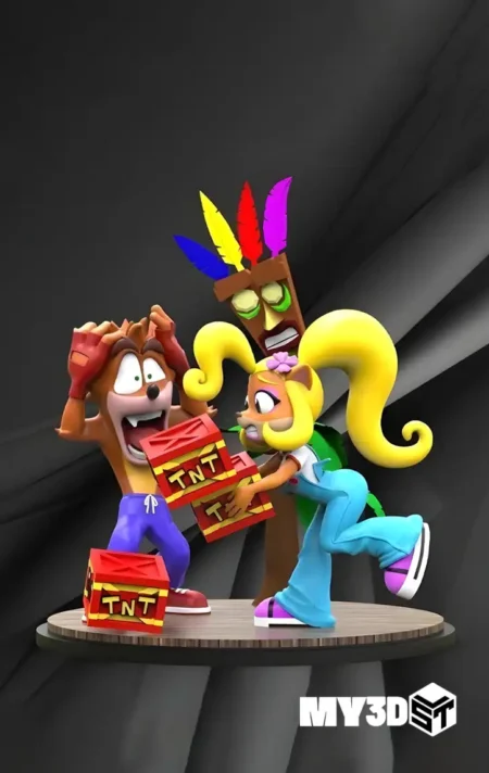 Crash and Coco diorama STL 3D Print Model