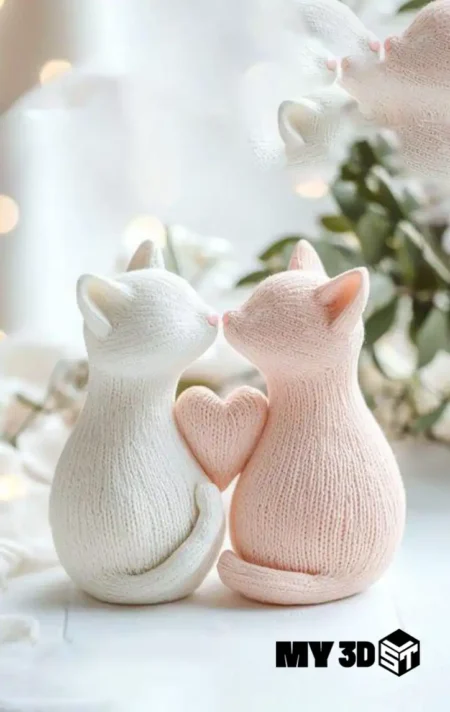 Knitted Cat Couple Vase stl