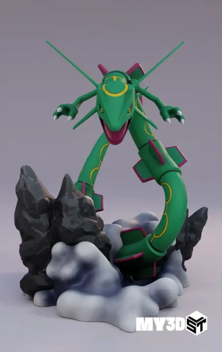 Rayquaza Statue and Flexi STL 3D Print Model