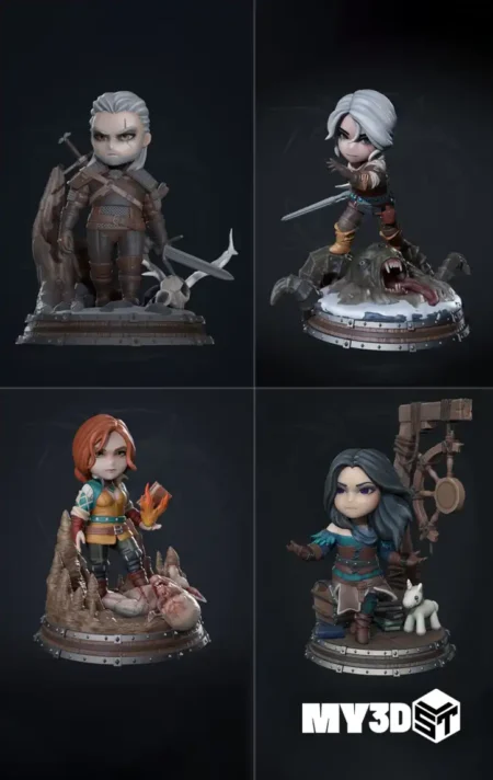 The Witcher PACK Chibi STL 3D